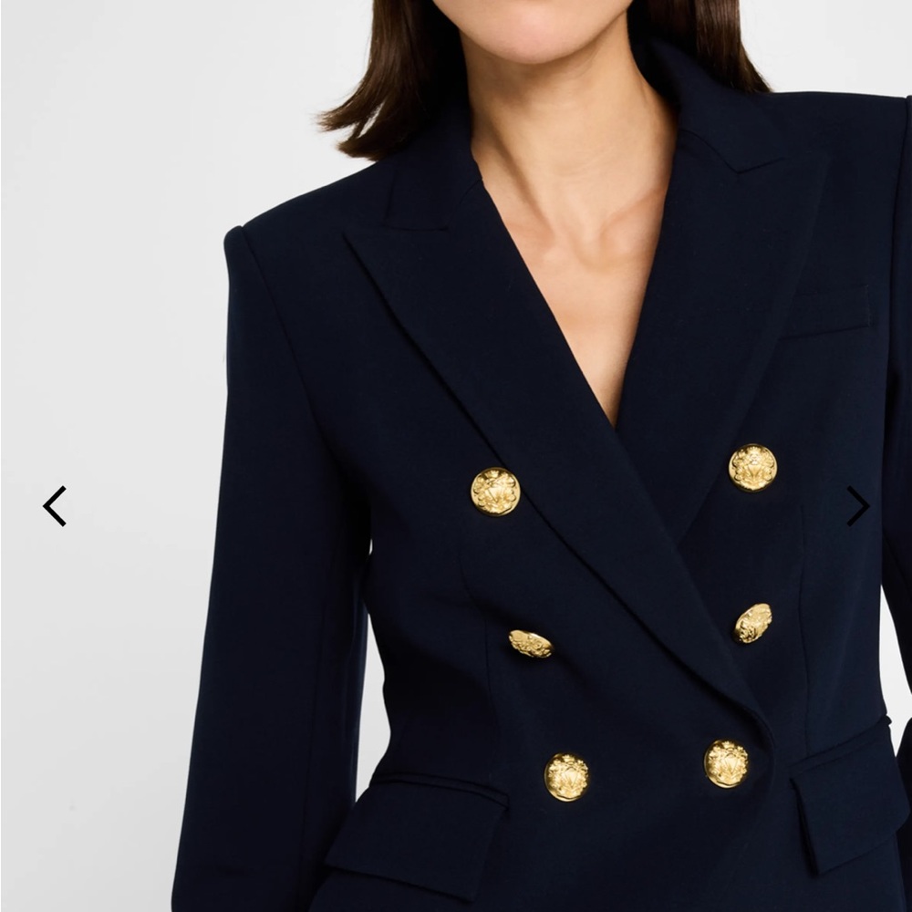 $695 Veronica Beard Miller Dickey Jacket Blazer Navy gold Double Breasted Sz 4 - Picture 15 of 16